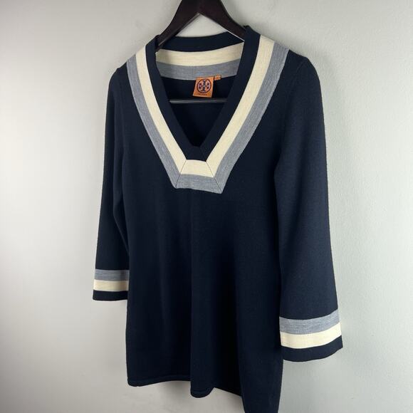 Tory Burch Sweater Minimalist Quiet Luxe S Academia Capsule Merino Wool V Neck - Picture 5 of 9